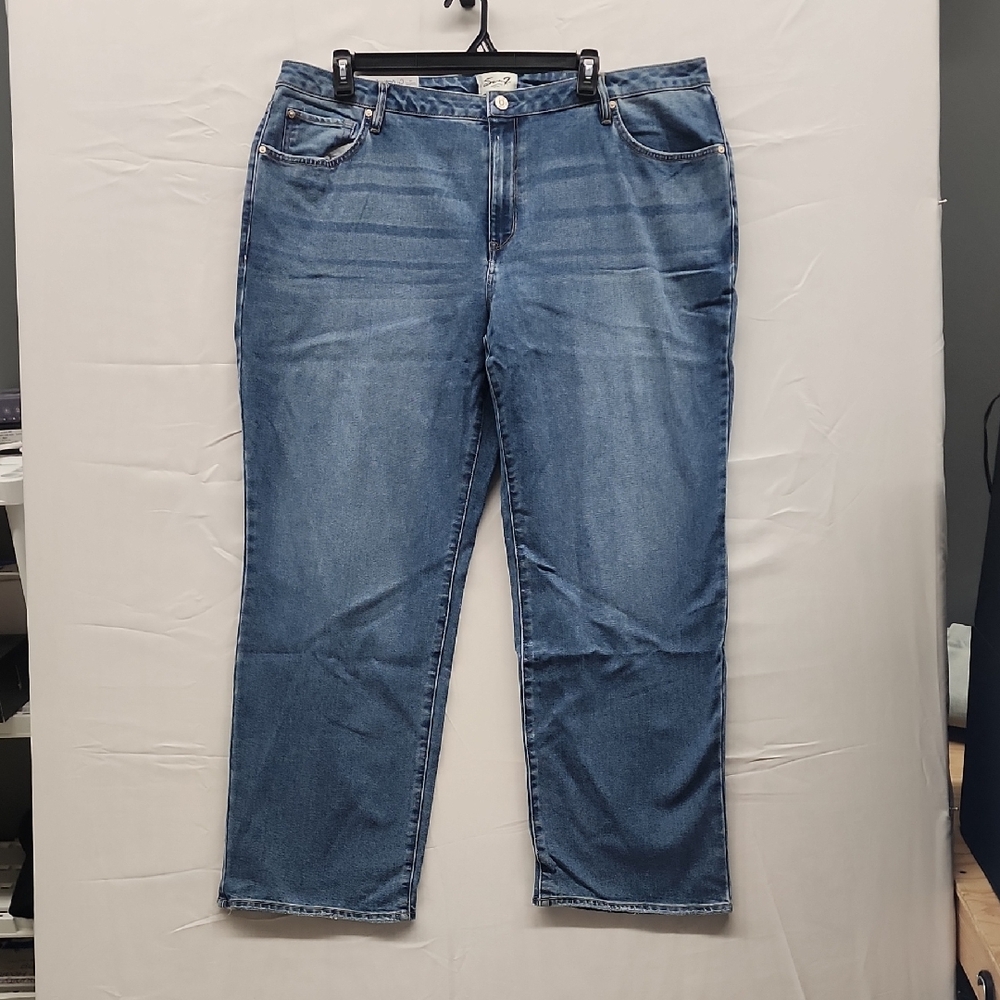 Seven7 Women's Loose‎ Straight Leg Blue Jeans